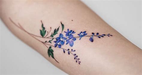 larkspur flower tattoo|july birth month flower tattoo.